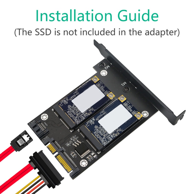 Konverter Adapter Kartu Ekspansi btsg Dual MSATA Ke SATA3 Bracket Tinggi Penuh Untuk HDD