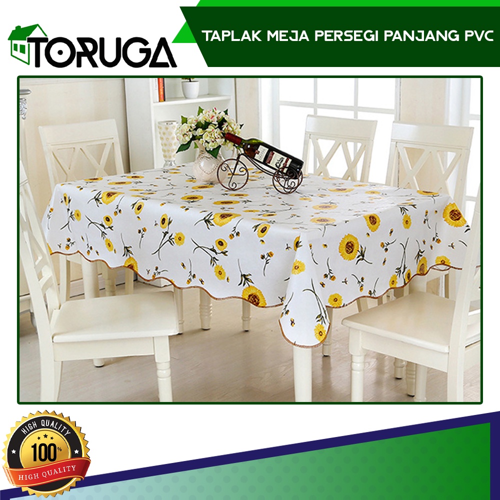 TAPLAK ALAS MEJA MAKAN TAMU PERSEGI ANTI AIR BAHAN PVC BUNGA 137 x 183cm