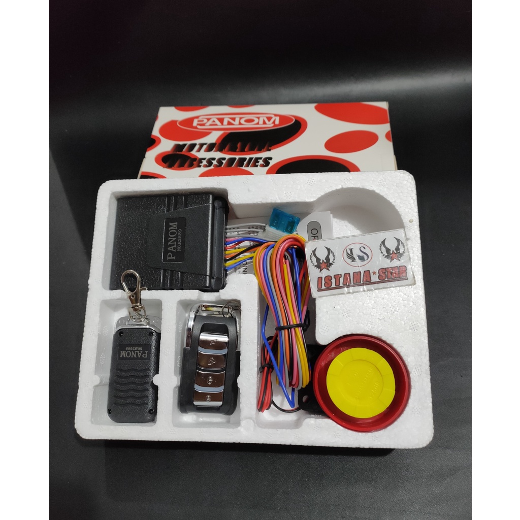 Alarm Motor Panom dengan starter 2 remote anti maling Gembok motor sensor tangan istana star