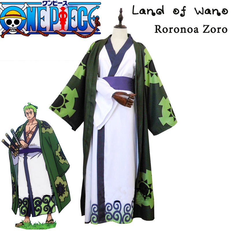 o6GN Quick Shipping Roronoa Zoro Cosplay Costume One Piece Wano Country Land of Wano Kimono Cape Tho