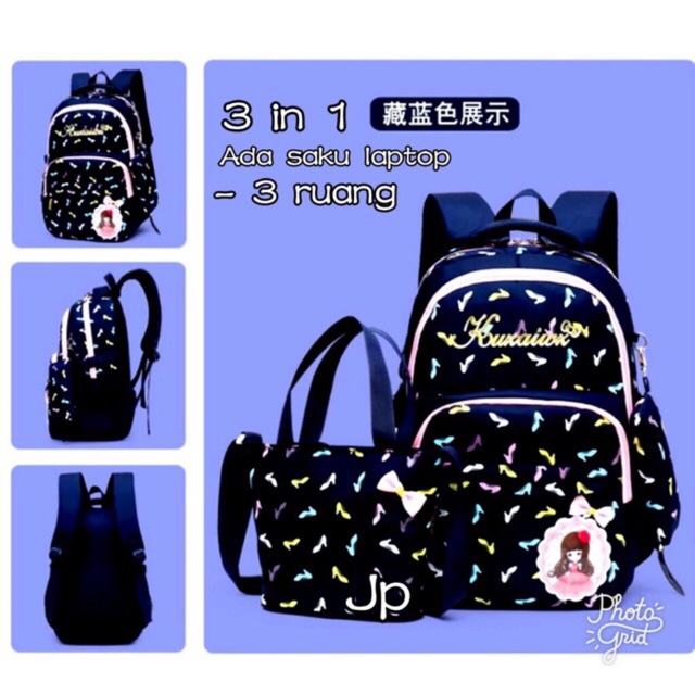 MORISAIKI TasRansel sekolah outbound Anak  / tas ransel sekolah/ slingbag pink navy biru hijau