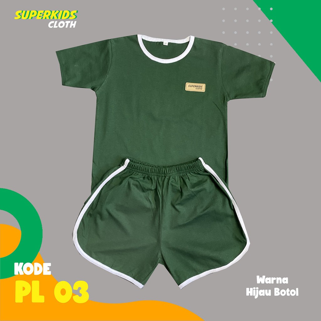 SETELAN ANAK COWOK CEWEK PLAYSET SUPERKIDS CLOTH HIJAU BOTOL