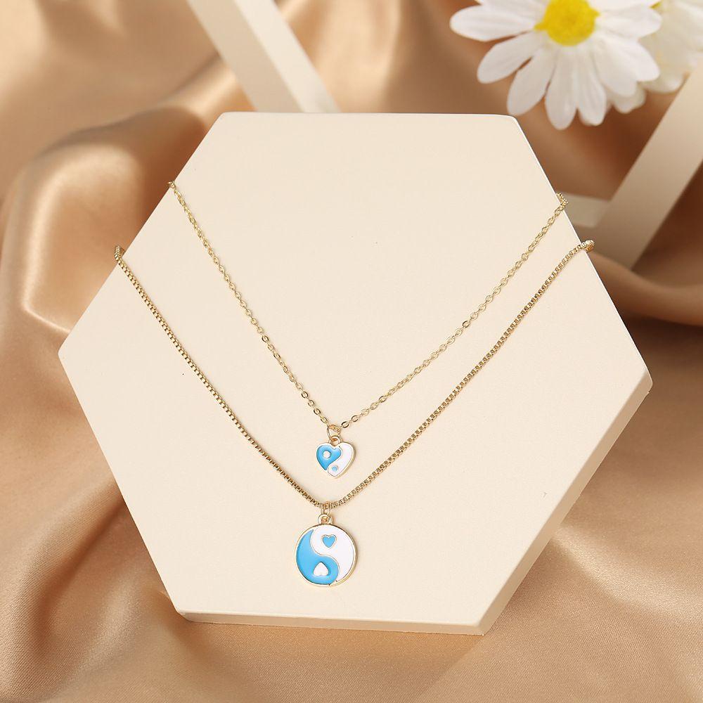 Lily Kalung Streetwear Perhiasan Tai Chi Layered Round Choker