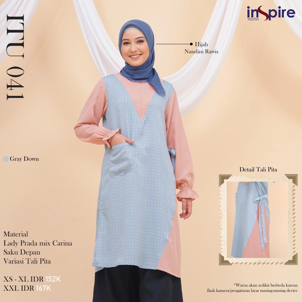 Inspire ITU 41 Tunik Wanita Bahan Lady Prada Mix Carina Atasan Wanita Muslim Motif