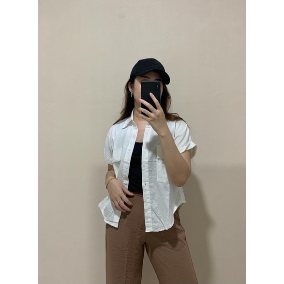 JOSHIN 04 - Atasan kemeja wanita casual pocket