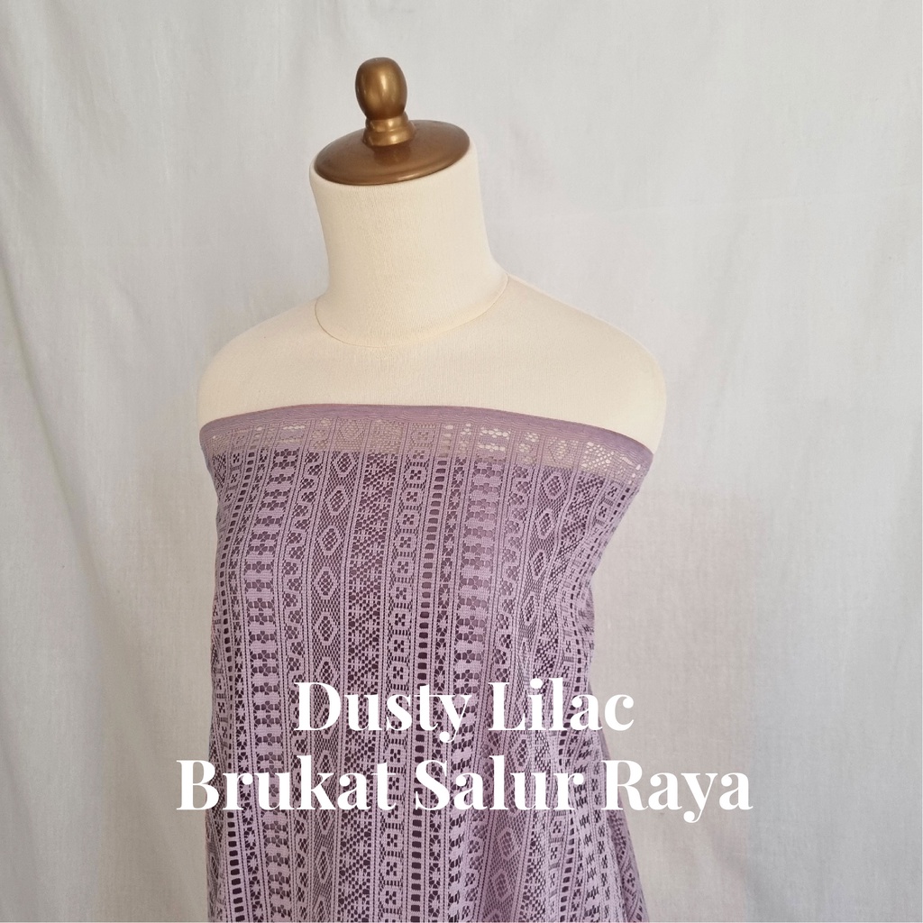 0,5m bahan kain brokat lace kebaya malika ungu dusty lilac salur raya star rimba soulmate  chantili