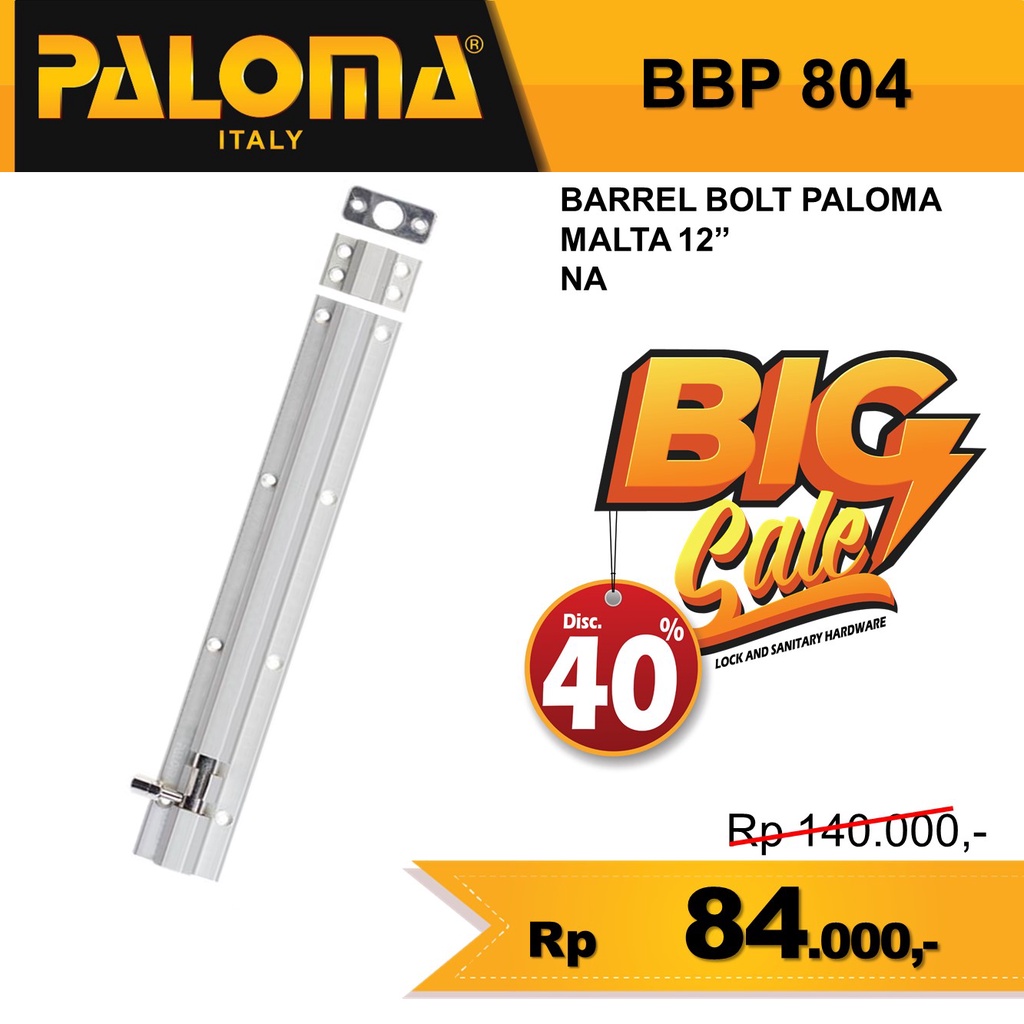 BARREL BOLT PALOMA GRENDEL SLOT KUNCI PINTU BBP 804 12 INCH 30CM  GRENDEL PALOMA