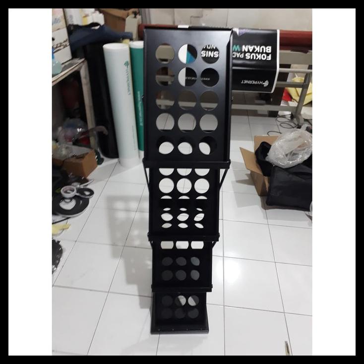 

BEST SELLER !!! RAK BROSUR LIPAT 4 SUSUN HITAM TERLARIS