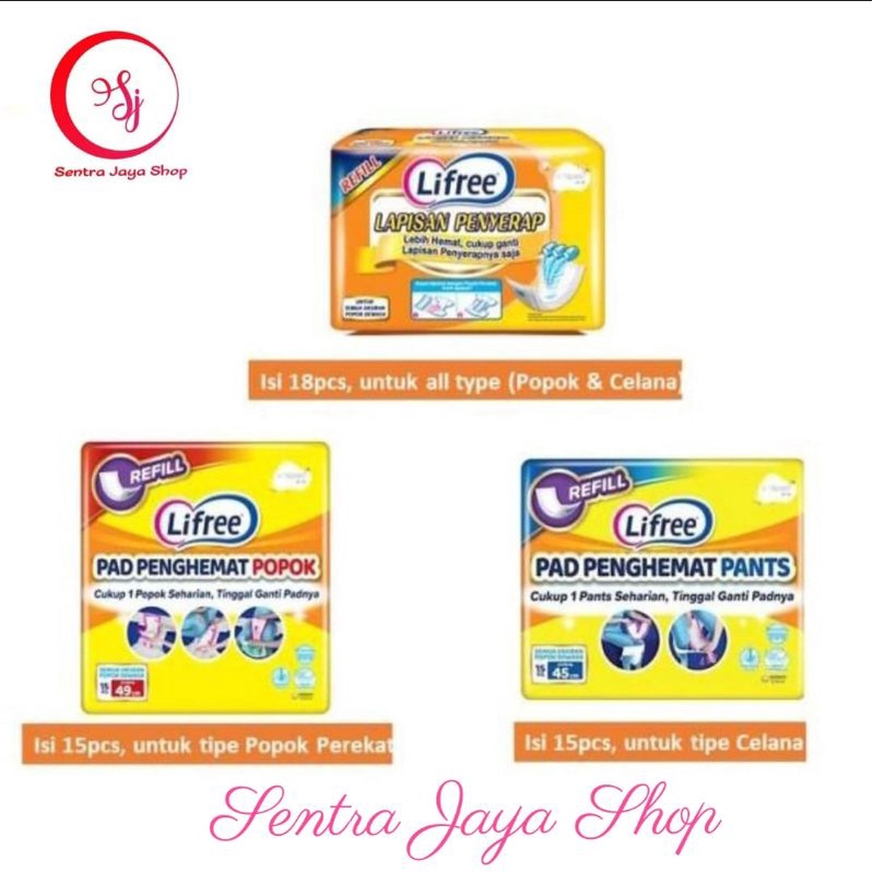 Lifree Lapisan Penyerap isi 18 - Lifree Pad Penghemat Popok Perekat Pants 15 pcs