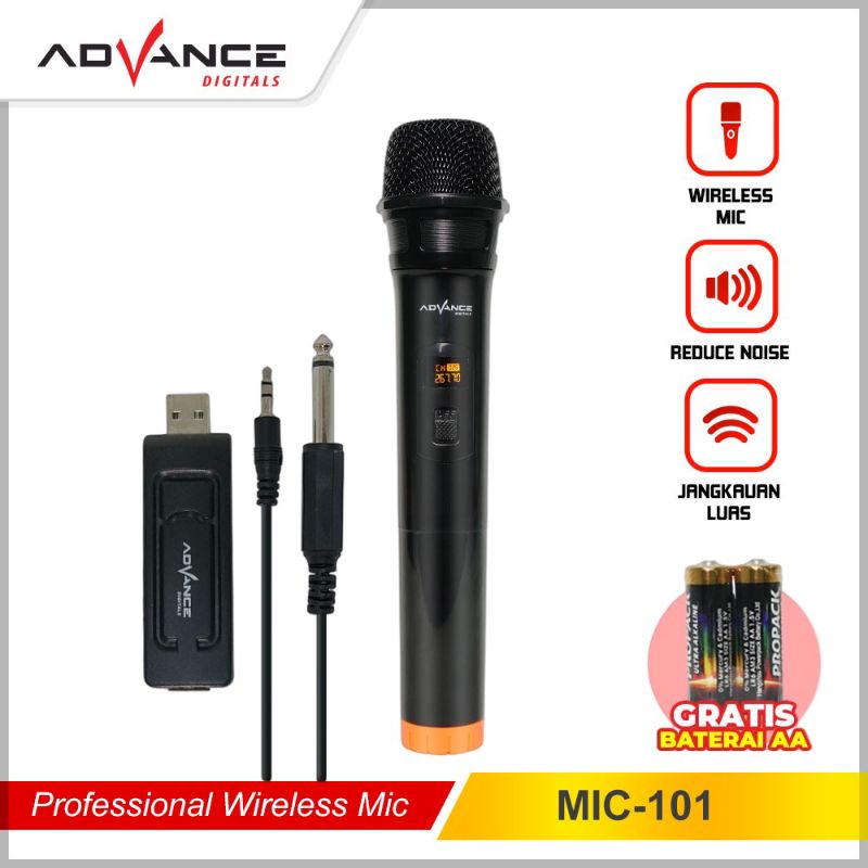 NEW microphone advance 101 mic professional wireless single / mic tanpa kabel-bisa cod | FMS