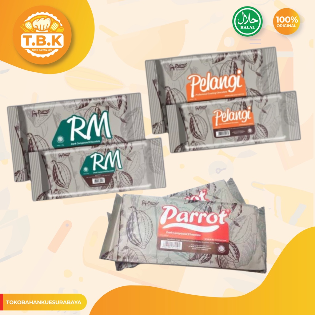 

COKLAT PARROT / PELANGI / RM DARK COMPOUND CHOCOLATE 500gr / Toko Bahan Kue TERMURAH