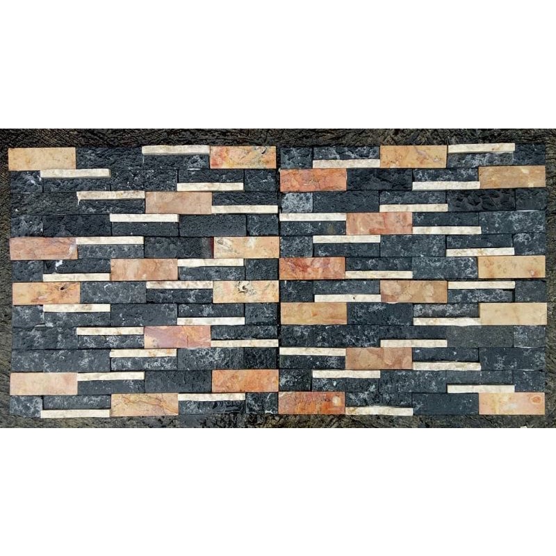 Batu alam dinding wallcladding/mozaik dasaran andesit mix 3warna 20x40cm