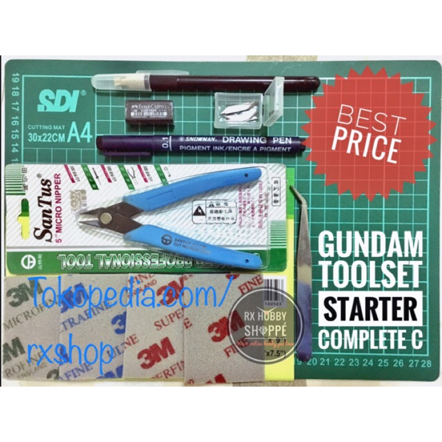 

BEST Toolset toolkit tools gundam gunpla nipper tang pinset pen cutter sdi cutting mat a4 ori