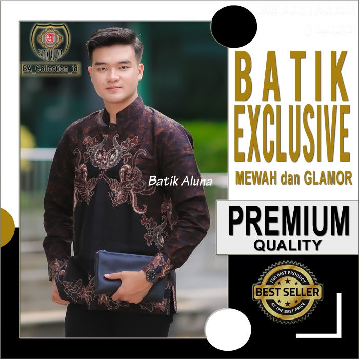 Baju Batik Pria Lengan Panjang Premium Modern Kombinasi Koko Terbaru Shanghai Terlaris Original Moti