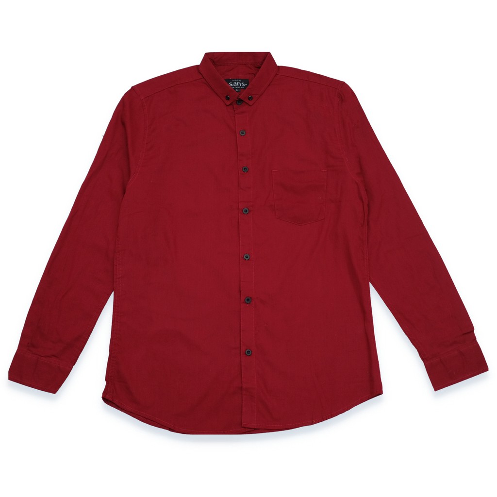 SANVANINA Kemeja Panjang Polos Pria Basic Simple Maroon | Kemeja Polos Merah Marun E-1078