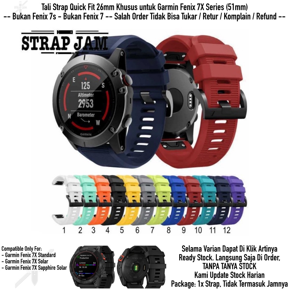 MD2 Tali Jam Tangan Garmin Fenix 7X 51mm - Strap Qucik Fit 26mm Rubber Silikon