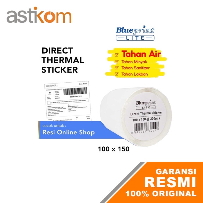 BLUEPRINT Lite Direct Thermal Sticker Label Resi 100x150 mm 200Pcs