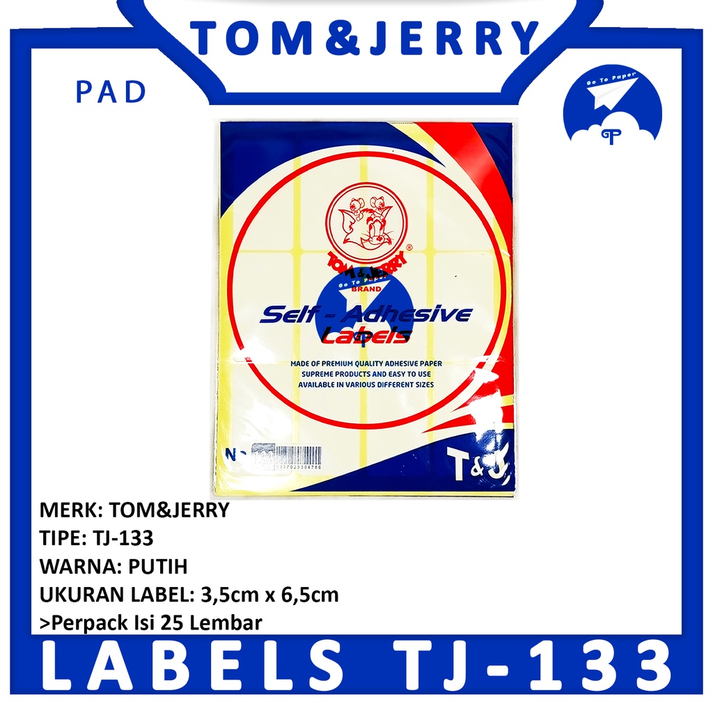 

TOM&JERRY Label Kertas NO.133 Warna PUTIH [ PAD ]
