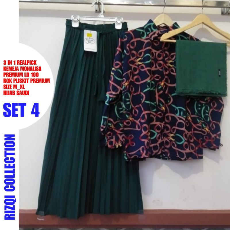 3 IN 1 REALPICK SETELAN KEMEJA MONALISA ORIGINAL MOTIF TERBARU RIZQI COLLECTION