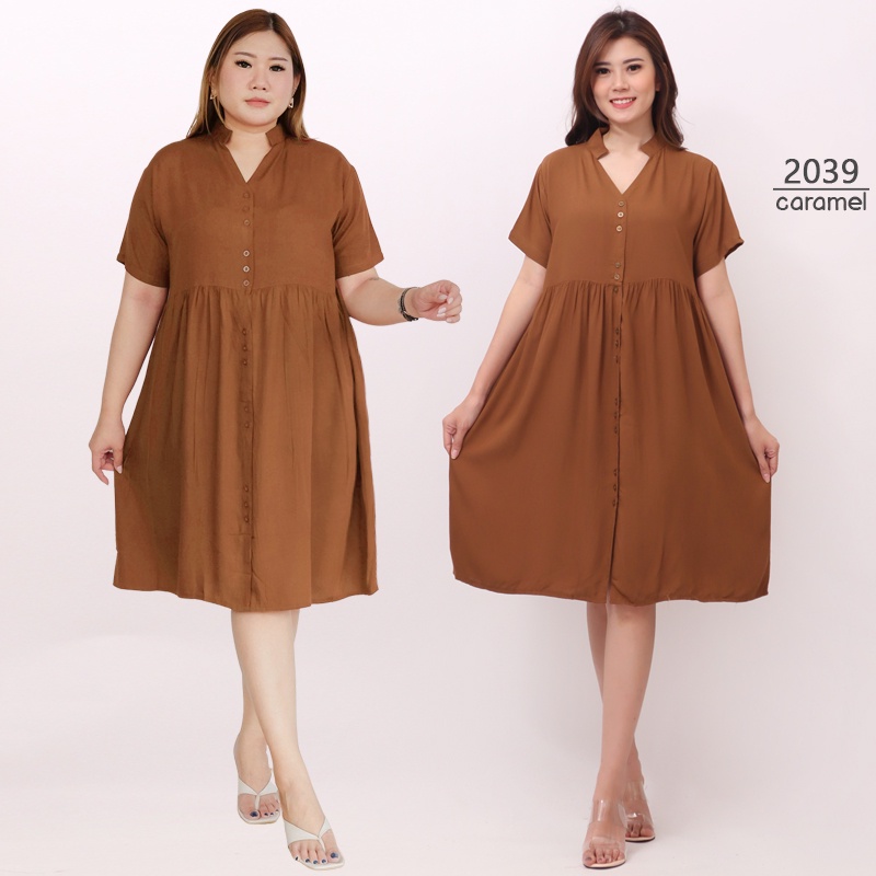 ARENA - Dress Rayon Jumbo dan Standard Kancing Depan