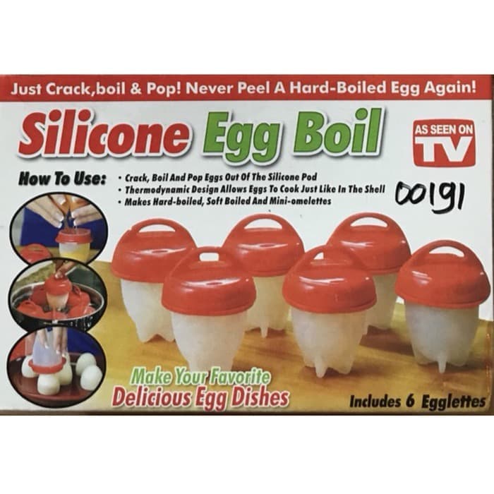 Silicone Egg Boil isi 6pcs Wadah Box Cetakan Telur Rebus silikon Egg