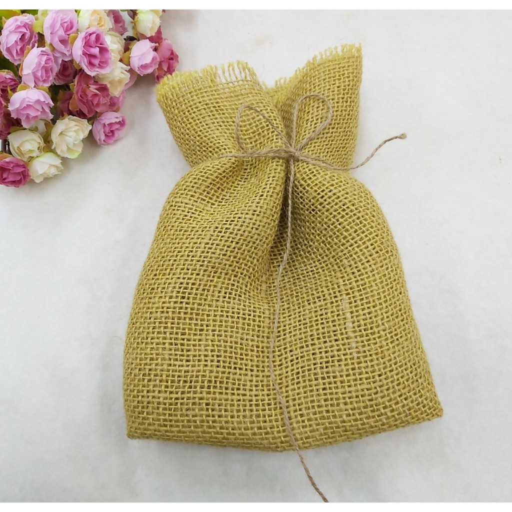 Kain Goni Kuning - Potongan - ☆Lebar 50cm☆ | Burlap Natural Yellow | Kain Kerajinan / Craft | Jute