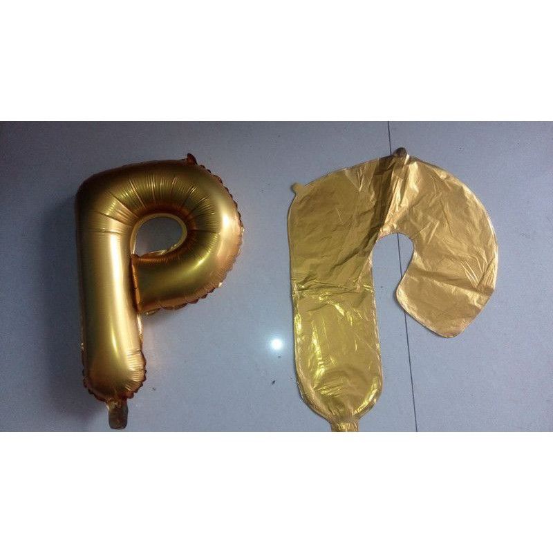 GOLD huruf nya DOFF Balon foil huruf M - X ukuran ± 40 cm warna angka nya GLOSSY / SILVER / BIRU / PINK abjad alfabet alphabet nama