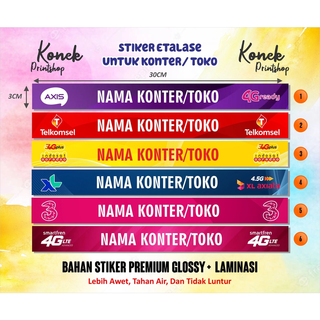 Sticker Stiker Etalase Konter / Counter / Toko Tanpa Minimal Order + Laminasi