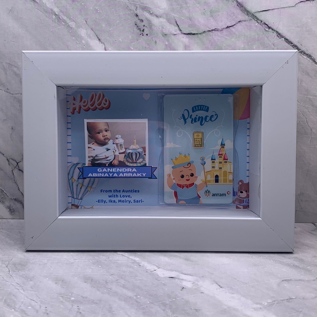 (UKURAN S 15x10) HAMPERS Gift CUSTOM Bingkai FRAME Mahar 3D Minigold / Hadiah / Kado Mahar variasi Minigold / Design Frame Birthday Wedding Newborn Baby Graduation (TIDAK TERMASUK EMAS)