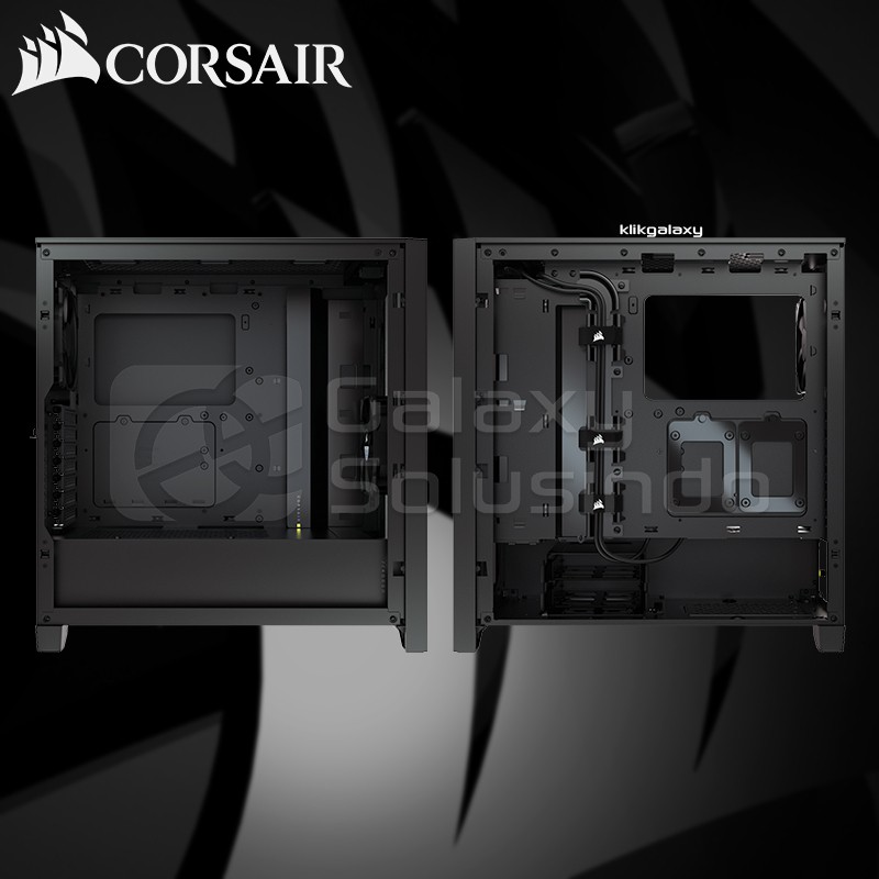 Corsair 4000D Tempered Glass Mid-Tower ATX Gaming Case - Black / Hitam