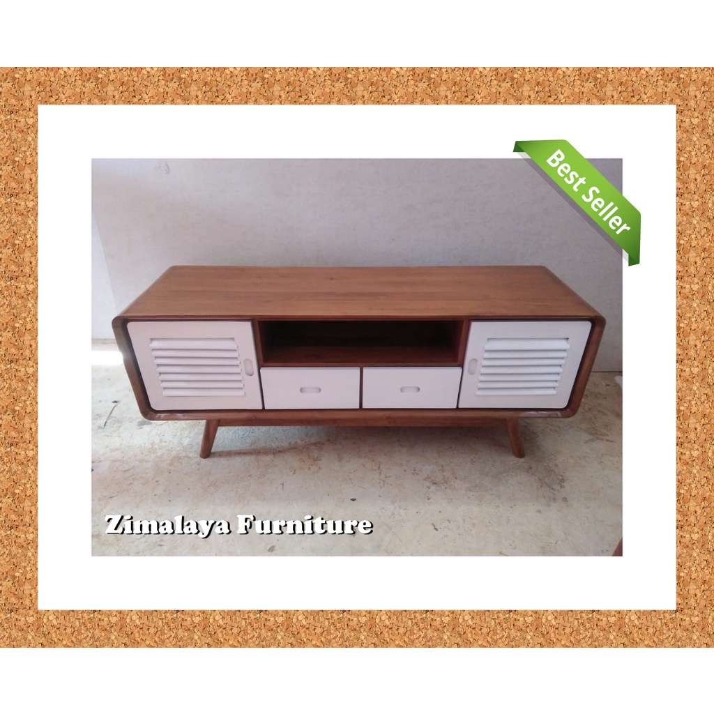 Bufet TV Kayu Jati, Meja TV Minimalis, Meja TV Jati, Meja TV Retro, Meja TV Aesthetic, Meja TV Putih