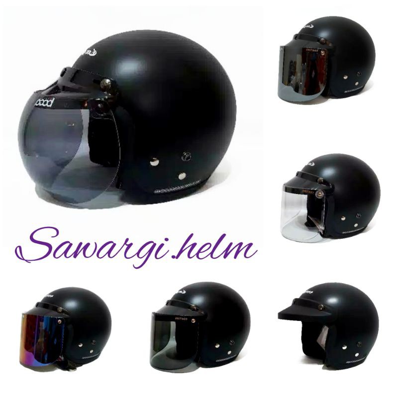 Helm BOGO Retro Cargloss/CFM Black Doff/Helm Classical/Helm Dewasa /Helm Cewe Cowo