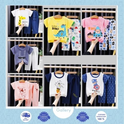 Hansen Gallery COD Setelan Baju Tidur Anak Baju Jumper Pyama Anak Korea Import HG 003 Lengan Pendek