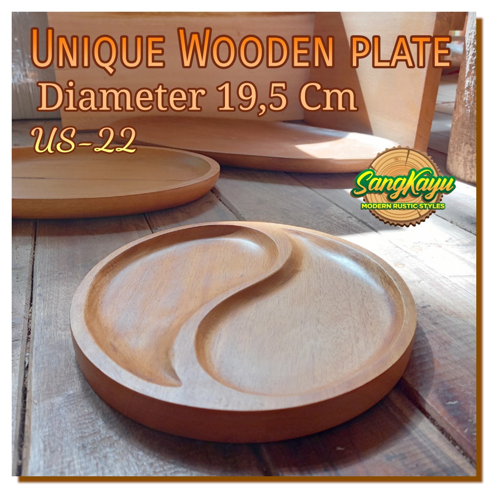 Piring kayu unik 19,5 cm unique Wooden plate / tray / bowl nampan saji