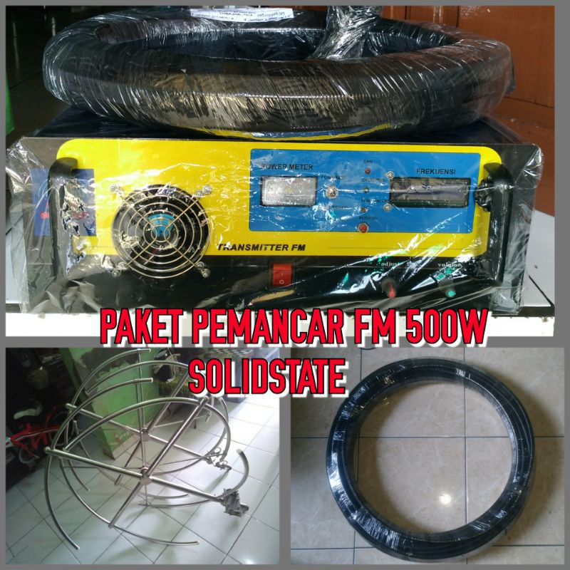 PAKET TRANSMITTER FM PEMANCAR FM STEREO PLL LCD 500 WATT SOLIDSTATE FULL PROTECTION ANTENA MS1 2BAY