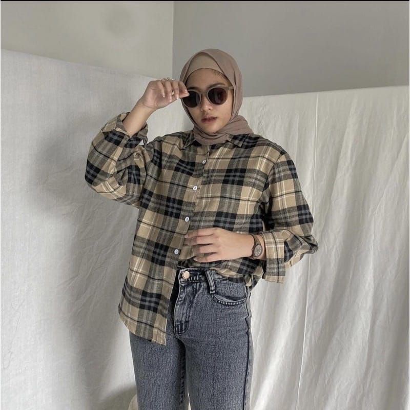 KEMEJA WANITA KEMEJA FLANEL WANITA FLANEL WANITA KEMEJA KOTAK-KOTAK WANITA FLANEL