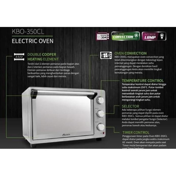 KIRIN OVEN LISTRIK KBO-350CL 35LITER KBO 350 CL TERMURAH