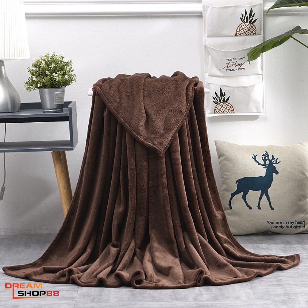 Selimut Bulu Halus Ukuran 160x200cm / Selimut Bulu Dewasa Tebal Super Lembut-coklat tua