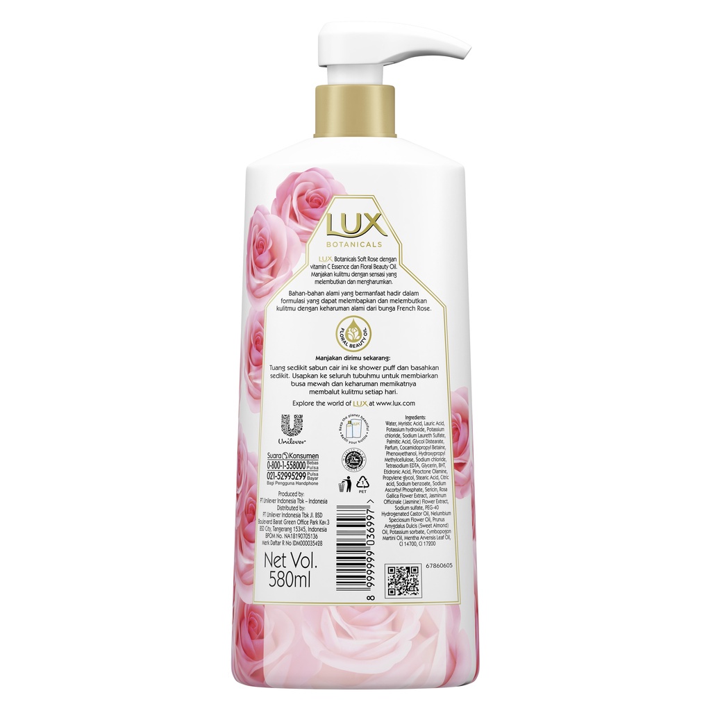 LUX BOTANICALS BODY WASH SOFT ROSE (580ml)