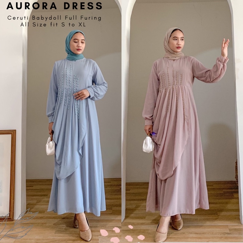 Aurora Dress Jumbo Ld 110/Dress Ceruti Payet S M L XL Jumbo/Dress Pesta/Dress Kondangan/Dress Sage