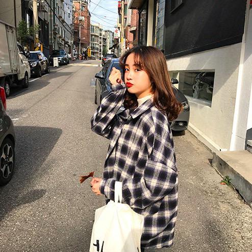 BEFAST - ZEC OOTD Wanita Kemeja ADHIC / Joselo Oversize XXL Shirt / Kemeja Atasan Wanita / Kem Lengan Panjang / Hem Kotak-Kotak / Kem Kekinian Remaja / OOTD Ala Style Korean / Trendy Terlaris