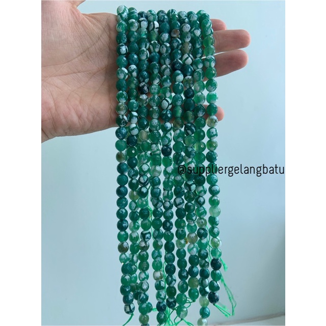 bahan CUTTING GREEN WHITE PERSIAN JADE 8mm batu import putih hijau