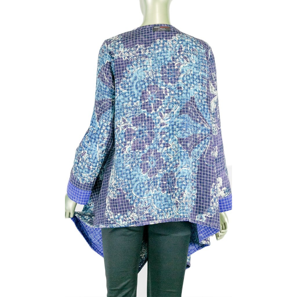 BLOUSE BLAZZER BATIK ATASAN WANITA DUA SISI LENGAN PANJANG KERAH BULAT