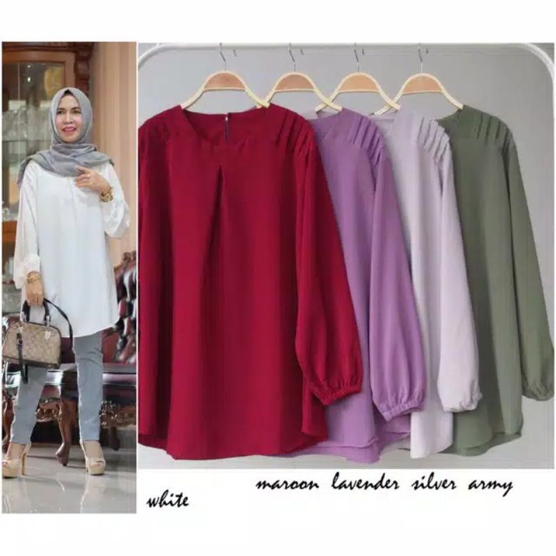 ATASAN REGINA/pakaian Wanita Lengan Panjang muslim Blouse/Atasan wanita lengan panjang jumbo