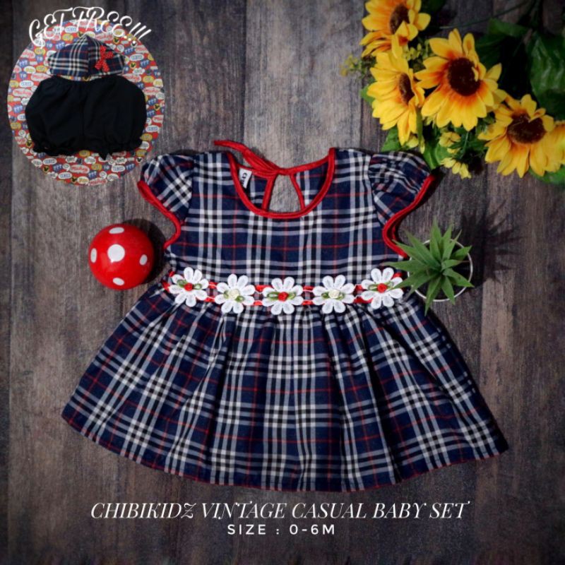 Baju Bayi New Born / Dress Bayi Chibikidz Vintage Casual Baby Set