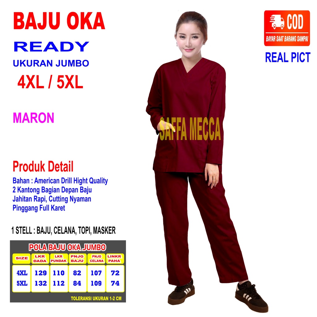 JUMBO Baju OK   Baju OKA   Scrub Perawat 4XL dan 5XL Lengan Panjang