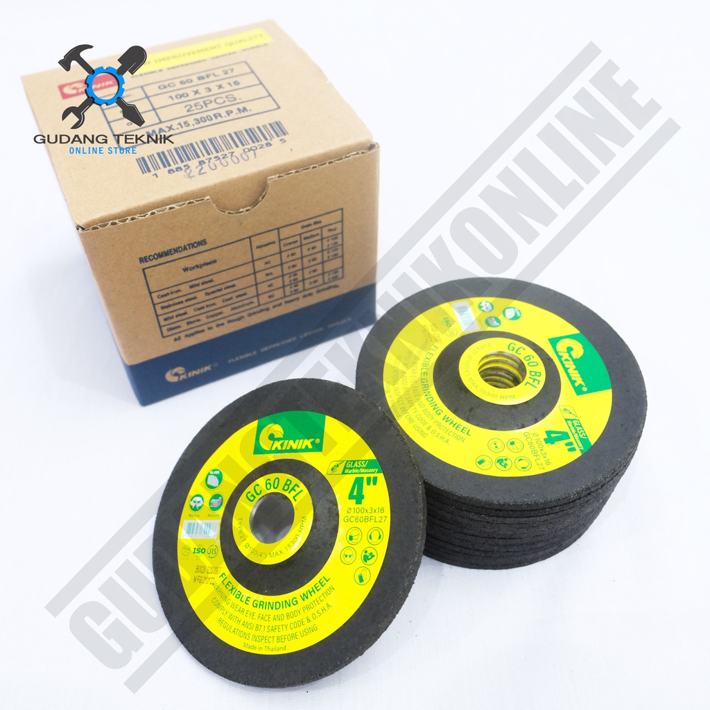 Batu Gerinda Grenda POLES Kaca Batu Marmer 4&quot; GC 60 KINIK / Batu Gerinda Asah Flexible Grinding Wheel KINIK 4 Inch GC 60 KINIK
