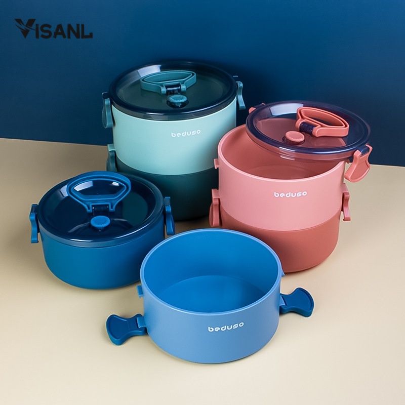 lunch box set anti tumpah tempat makan kotak makan portable tempat makanan 2 susun