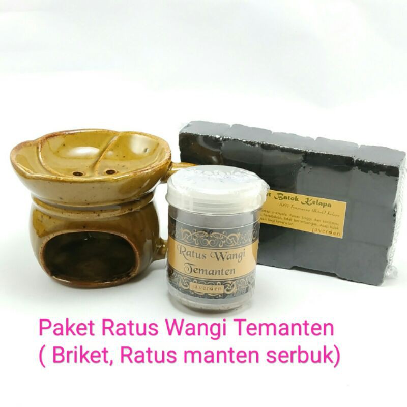 Paket Ratus Wangi Temanten:tungku, briket, ratus serbuk