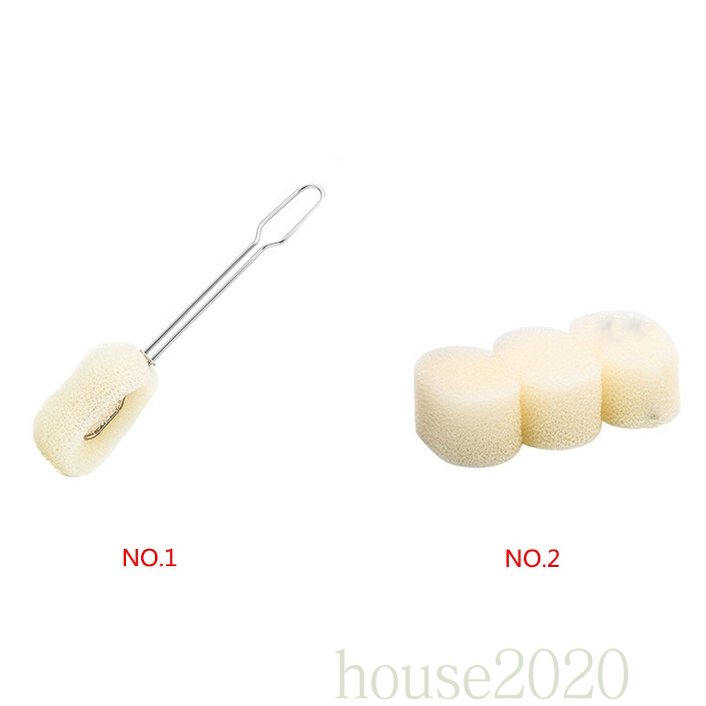[HOUSE2020]Replaceable Sponge Cleaning Brush Stainless Stain Long Handle Cup Bottle Scrubber Washer Tool